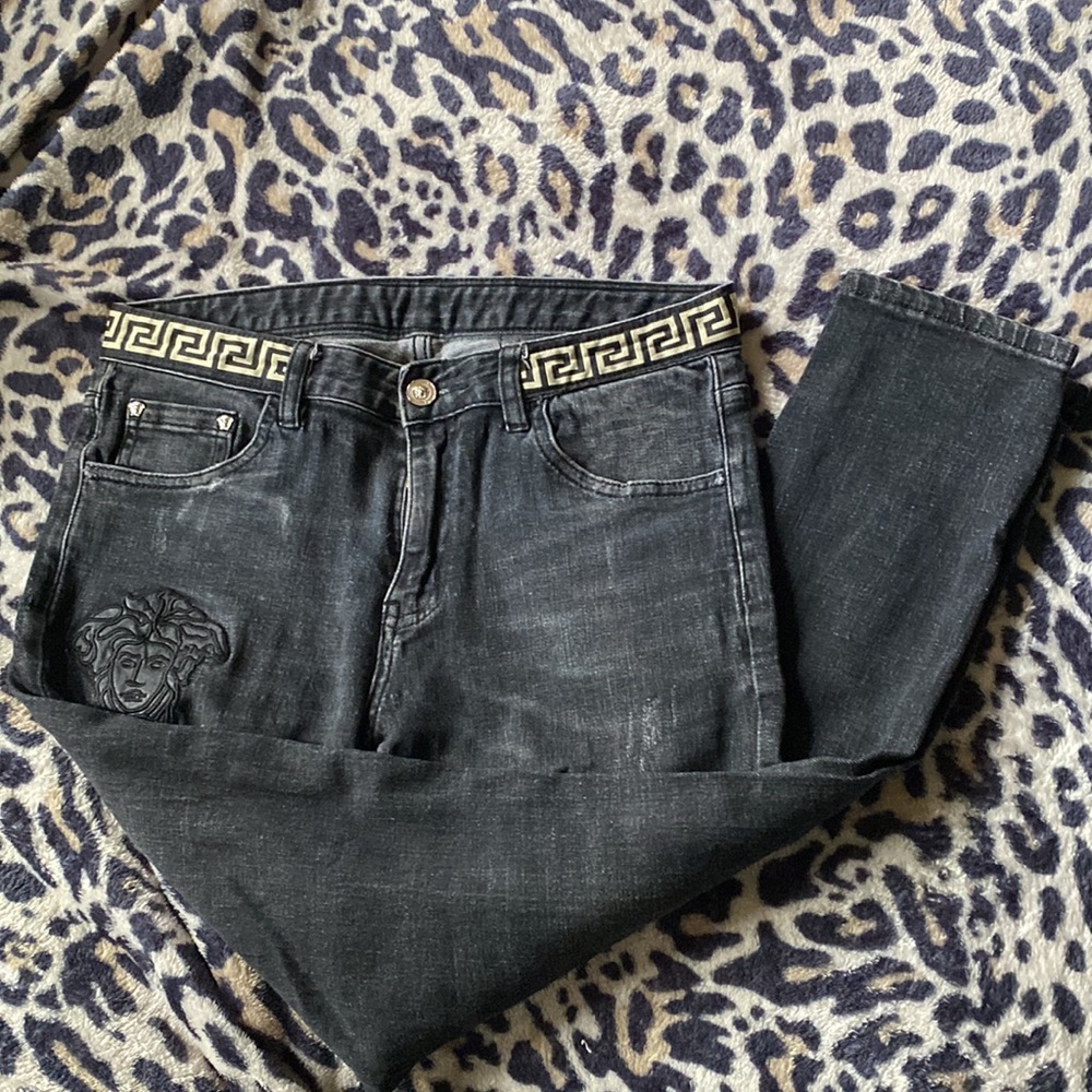 Medusa denim dark wash jeans